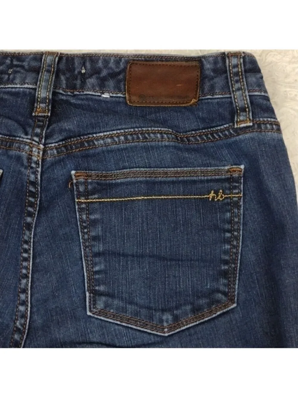 𝅺Henry & Belle Women's Blue Dark Wash Mid Rise Zip Up Signature Boot Cut Jeans
